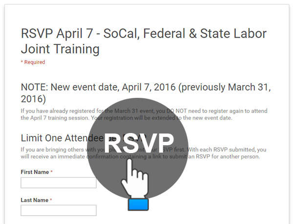 RSVP April 7 - DLSE & DOL Joint Training