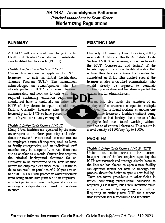 AB 1437 - Modernizing Regulations